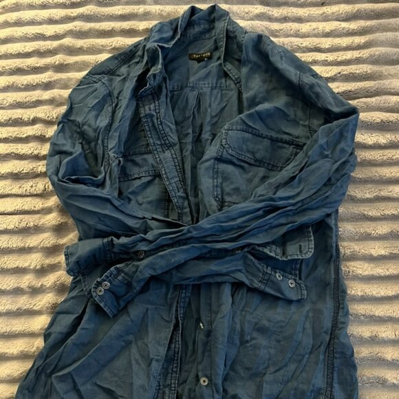 Talbots, long sleeve button up, size M; navy/dark blue - Picture 1 of 1